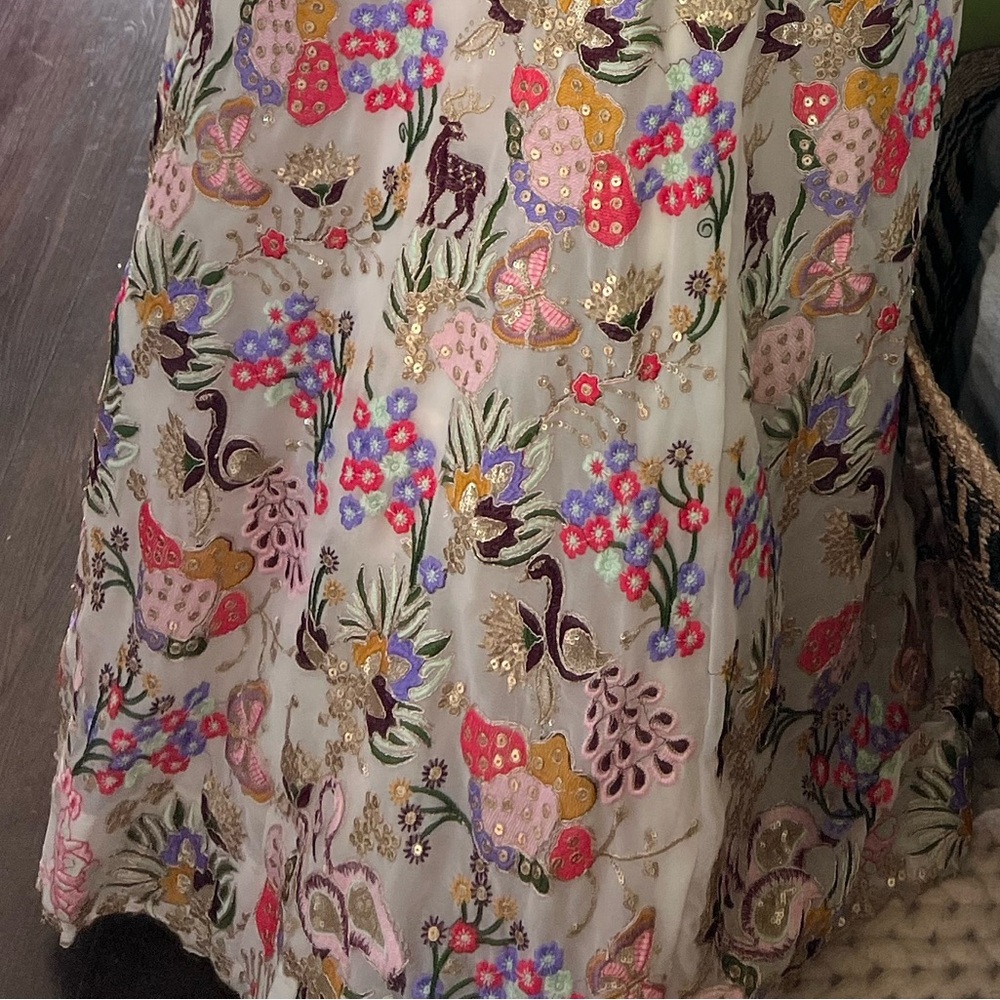Multicolor floral embroidered Georgette Lehenga Set With Dupatta - Picture 12 of 13
